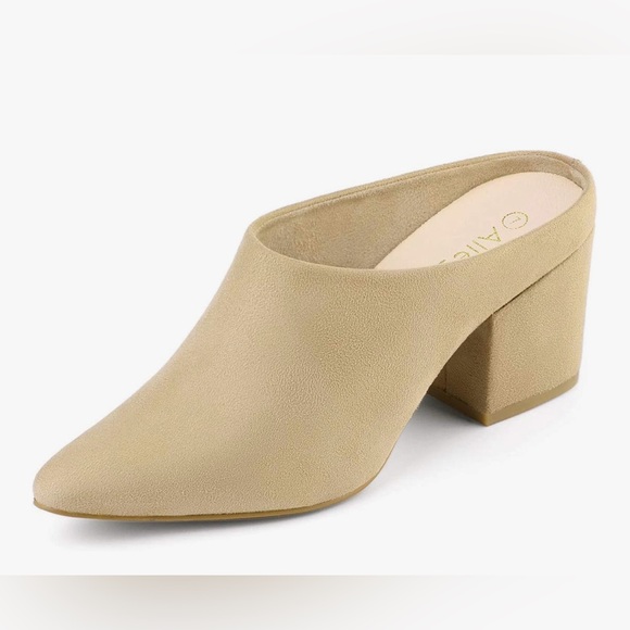 Allegra K Tan Block Heel Mules - Picture 1 of 3